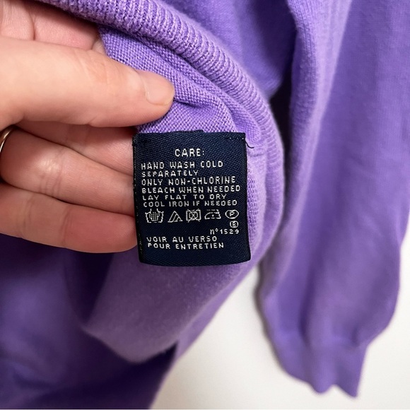 RALPH LAUREN SPORT Vintage Y2K Flesh Logo V Neck Lightweight Cotton Sweater L - Picture 4 of 5